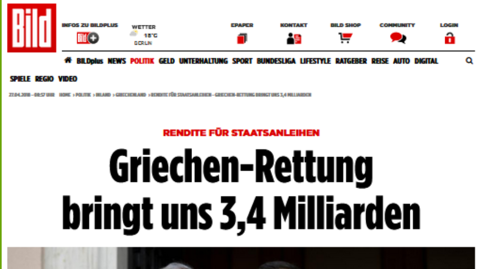 Bild: Η Bundesbank κέρδισε €3,4 δισ. από τα ελληνικά κρατικά ομόλογα